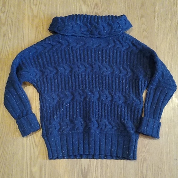 Athleta Vintage Cable Knit Sweater Navy Blue Small - Picture 3 of 6